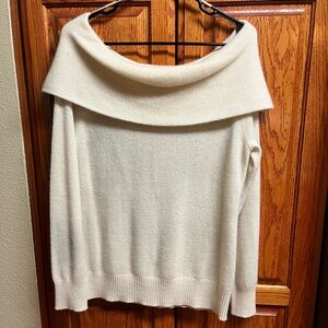 ANTONIO MELANI 100% Cashmere Off-Shoulder Cream Sweater
